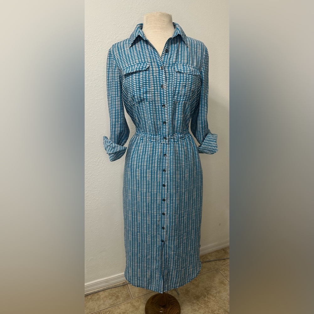 Maeve Blue, Long, Button up dress